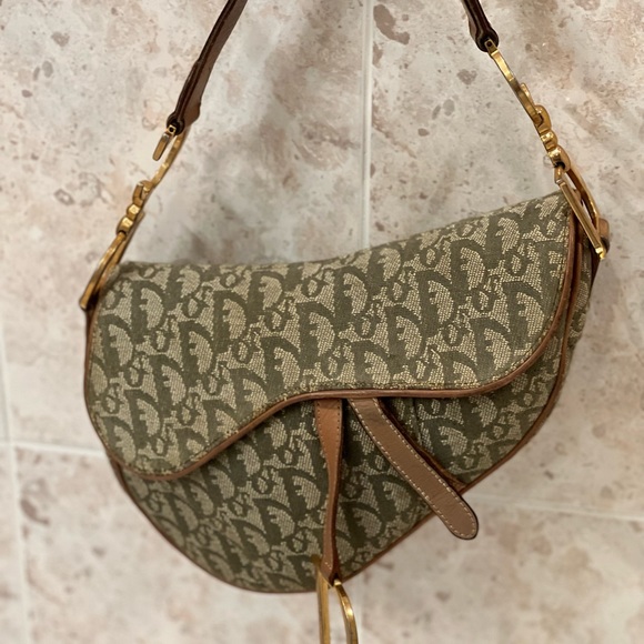 Dior Bags Vintage Dior Saddle Bag Green Tan Beige Poshmark